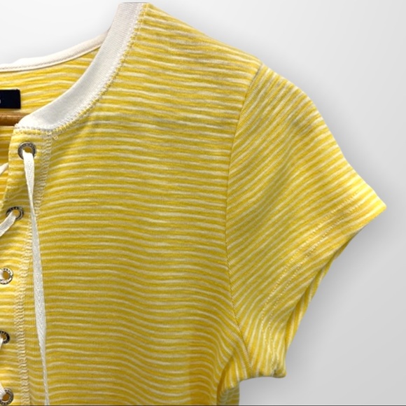 Striped Tee With Lace Up Placket - Picture 5 of 11